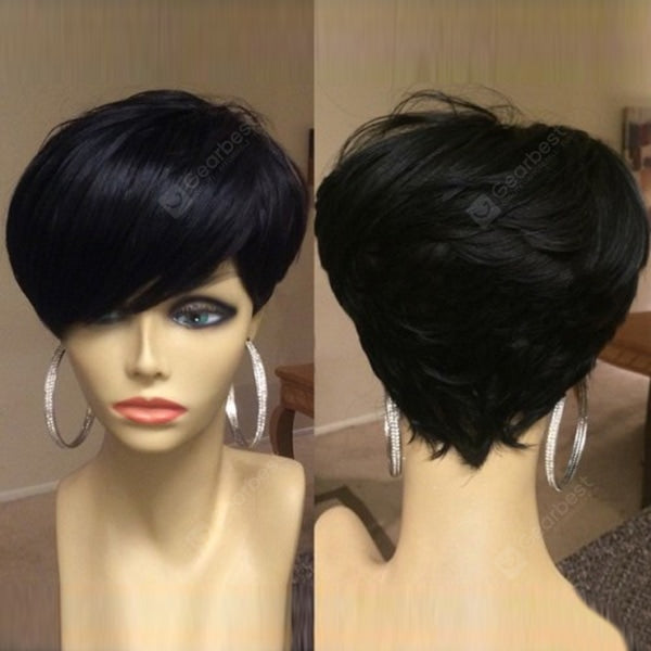 Short Side Bang Shaggy Layered Straight Synthetic Wig