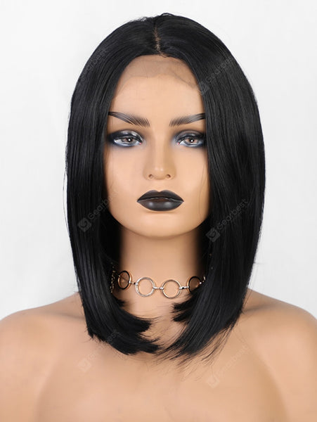 Solid Straight Bob Medium Center Part Synthetic Wig with Lace Front