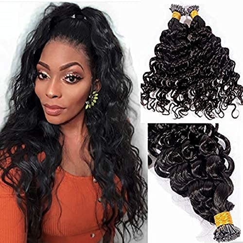 Loose Wave I Tip Human Hair Extension Pre Bonded Peruvian Remy Hair Micro Link K