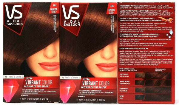 3 Ct Vidal Sassoon VS Ultra Vibrant London Luxe 4RC Carnaby Copper Red Hair Dye