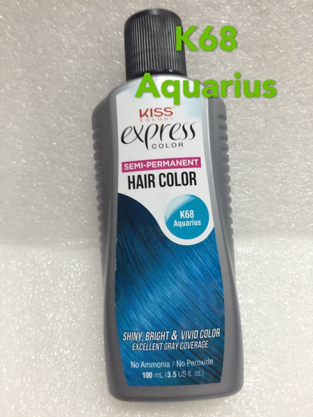 KISS EXPRESS SEMI PERMANENT HAIR COLOR K68 AQUARIUS   3.5 FL. OZ.