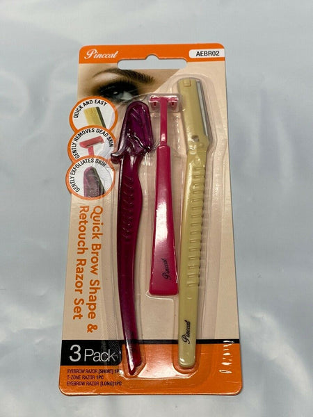 PINCCAT EYEBROW RAZORS QUICK BROW SHAPE & RETOUCH RAZOR SET 3 PACK AEBR02