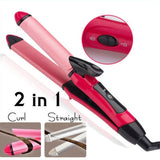 2 In 1 Ceramic Curler & Straightener Hot Hair Iron Curling