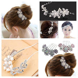 Elegant Design Fashion Luxurious Women Wedding Bridal Crystal Rhinestone Pearls Hairpin Flower Diamante Hair Clip Comb Diamante Hair Clip Comb Jewel