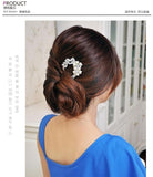 Elegant Design Fashion Luxurious Women Wedding Bridal Crystal Rhinestone Pearls Hairpin Flower Diamante Hair Clip Comb Diamante Hair Clip Comb Jewel