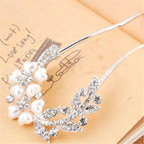 Elegant Design Fashion Luxurious Women Wedding Bridal Crystal Rhinestone Pearls Hairpin Flower Diamante Hair Clip Comb Diamante Hair Clip Comb Jewel