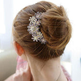 Elegant Design Fashion Luxurious Women Wedding Bridal Crystal Rhinestone Pearls Hairpin Flower Diamante Hair Clip Comb Diamante Hair Clip Comb Jewel