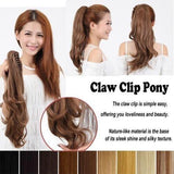 Womens Girls Long Straight Wavy Ponytail Wigs Claw Clip Pony Tail Hair Extensions Black Brown Blonde 18"22"24"26"