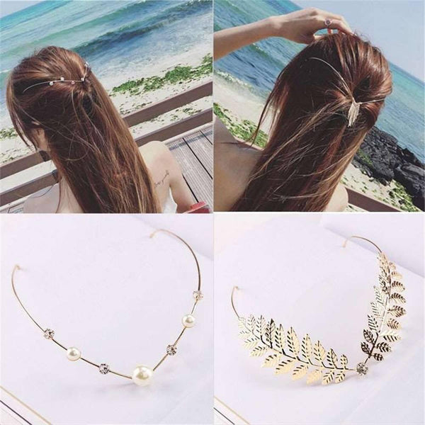 Women Fashion Headbands Crystal Diamonds Hairpin Clip Sweet Back Holder Hair Hoop