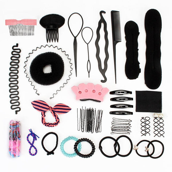 AIMEI Women Hair Accesories DIY Hair Styling Tools Set Magic Sponge Braider Hair Clip Hairpins Korean Dish Made Curler Tools