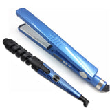 Hair Styling Kit,Flat Iron + Spiral Curling Iron + Hair Comb,3pcs