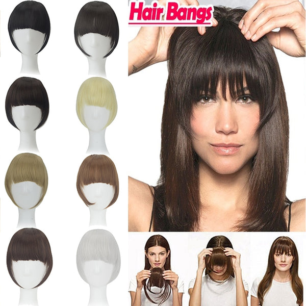 Hot New In Front Hair Bangs Pretty Girls Hair Extension Bangs Straight Wig Piece Clip on   Hair Extension