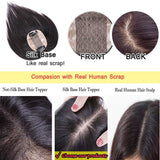 S-noilite Hand Made Human Hair Toppers Straight Hairpiece Clip in Crown Hair Extensions for Covering White Loss Hair Toupee Wiglet