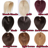 S-noilite Hand Made Human Hair Toppers Straight Hairpiece Clip in Crown Hair Extensions for Covering White Loss Hair Toupee Wiglet