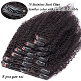 Natural Color Clip In Brazilian Hair Extensions 8pcs Afro Curly Human Hair Extensions