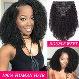 Natural Color Clip In Brazilian Hair Extensions 8pcs Afro Curly Human Hair Extensions