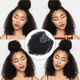 12-18Long Afro Kinky Curly Clip in Human Hair Extensions Natural Black Full Head Brazilian Remy Hair Clip ins