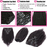 12-18Long Afro Kinky Curly Clip in Human Hair Extensions Natural Black Full Head Brazilian Remy Hair Clip ins