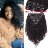 12-18Long Afro Kinky Curly Clip in Human Hair Extensions Natural Black Full Head Brazilian Remy Hair Clip ins