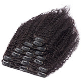 12-18Long Afro Kinky Curly Clip in Human Hair Extensions Natural Black Full Head Brazilian Remy Hair Clip ins