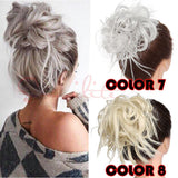 Tousled Updo Messy Bun Hair Piece Scrunchies Synthetic Wavy Bun Extensions Rubber Band Elastic Scrunchie Chignon Instant Ponytail Hairpiece for Women