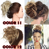 Tousled Updo Messy Bun Hair Piece Scrunchies Synthetic Wavy Bun Extensions Rubber Band Elastic Scrunchie Chignon Instant Ponytail Hairpiece for Women