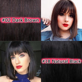 100% Brazilian Real Hair Human Hair Wig Shoulder Length Bob Wig Natural Black/Dark Brown