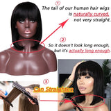 100% Brazilian Real Hair Human Hair Wig Shoulder Length Bob Wig Natural Black/Dark Brown