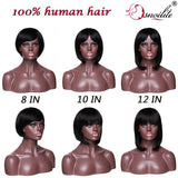 100% Brazilian Real Hair Human Hair Wig Shoulder Length Bob Wig Natural Black/Dark Brown