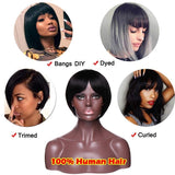 100% Brazilian Real Hair Human Hair Wig Shoulder Length Bob Wig Natural Black/Dark Brown