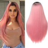 Hot Heat Resistant Women's Black Blonde Pink Brown Wig Synthetic Hair Long Straight Party Hairpiece