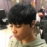 Brazilian Women Pixie Cut Wigs Natural Black Short Straight Human Hair Hairpiece