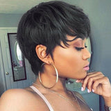 100% Brazilian Human Hair Short Pixie Cut Hair Short Wigs Black Wig Women's Fashion Wigs