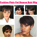 100% Brazilian Human Hair Short Pixie Cut Hair Short Wigs Black Wig Women's Fashion Wigs