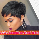 100% Brazilian Human Hair Short Pixie Cut Hair Short Wigs Black Wig Women's Fashion Wigs