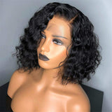 Brazilian Human Hair Deep Curly Short Lace Bob Wig Human Hair 13x4 Lace Front Wigs for Black Women Natural black 130% Density 8-14 Inch