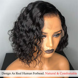 Brazilian Human Hair Deep Curly Short Lace Bob Wig Human Hair 13x4 Lace Front Wigs for Black Women Natural black 130% Density 8-14 Inch