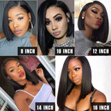 Foruiya Hair High Density Brazilian Virgin Human Hair 13x4 Lace Front Wigs Glueless Short Bob Human Hair Wigs Straight With Baby Hair For Black Women