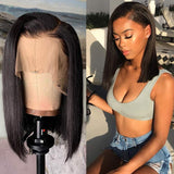 Foruiya Hair High Density Brazilian Virgin Human Hair 13x4 Lace Front Wigs Glueless Short Bob Human Hair Wigs Straight With Baby Hair For Black Women