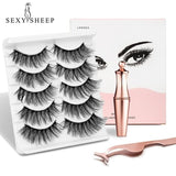 5 Pairs/set Magnetic Eyelashs set Magnet Liquid Eyeliner& Magnetic Lashes & Tweezer Set Waterproof Long Lasting Eyelash Extension