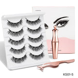 5 Pairs/set Magnetic Eyelashs set Magnet Liquid Eyeliner& Magnetic Lashes & Tweezer Set Waterproof Long Lasting Eyelash Extension