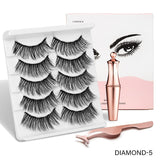 5 Pairs/set Magnetic Eyelashs set Magnet Liquid Eyeliner& Magnetic Lashes & Tweezer Set Waterproof Long Lasting Eyelash Extension