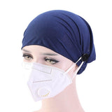 Turban Headband With Button Mask Holder Women Stretch Hairbands Sport Headbands Yoga Head Wrap Head Band Bandana Girls Hair Accessories