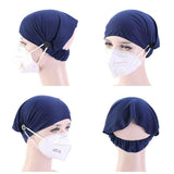 Turban Headband With Button Mask Holder Women Stretch Hairbands Sport Headbands Yoga Head Wrap Head Band Bandana Girls Hair Accessories