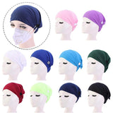 Turban Headband With Button Mask Holder Women Stretch Hairbands Sport Headbands Yoga Head Wrap Head Band Bandana Girls Hair Accessories