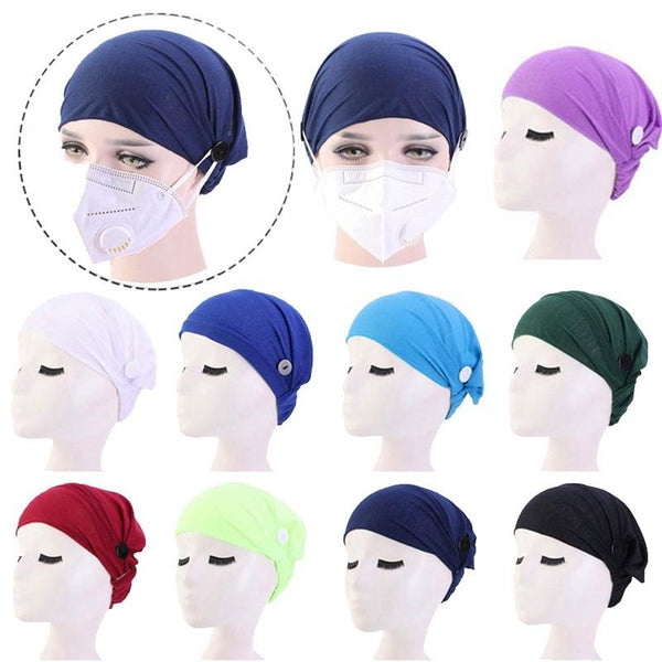 Turban Headband With Button Mask Holder Women Stretch Hairbands Sport Headbands Yoga Head Wrap Head Band Bandana Girls Hair Accessories