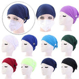 Turban Headband With Button Mask Holder Women Stretch Hairbands Sport Headbands Yoga Head Wrap Head Band Bandana Girls Hair Accessories