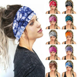 Fashion Tie-Dye Color Head Scarf Yoga Headband Quick Dry Sport Sweat-Absorbent Turban Stretchy Cotton Wide Headband