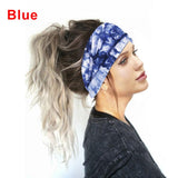 Fashion Tie-Dye Color Head Scarf Yoga Headband Quick Dry Sport Sweat-Absorbent Turban Stretchy Cotton Wide Headband