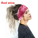 Fashion Tie-Dye Color Head Scarf Yoga Headband Quick Dry Sport Sweat-Absorbent Turban Stretchy Cotton Wide Headband